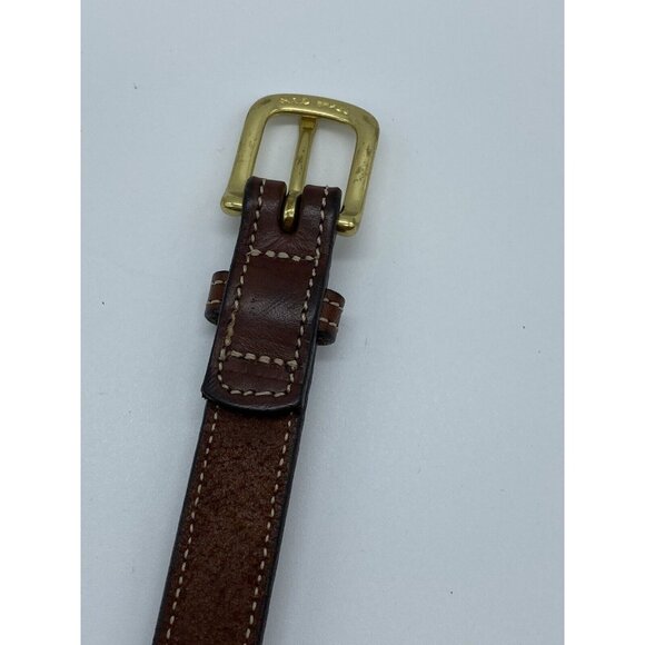 Tory Brown Genuine Leather Belt Women's Size 28 Skinny 3/4 wide 2375 USA Made - Picture 4 of 8